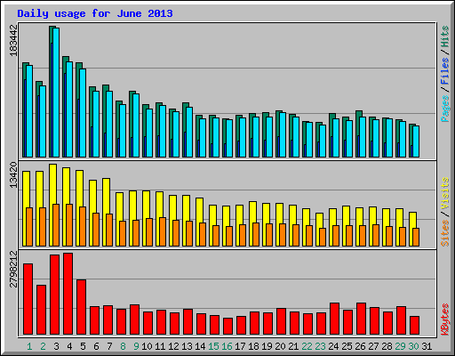Daily usage for June 2013