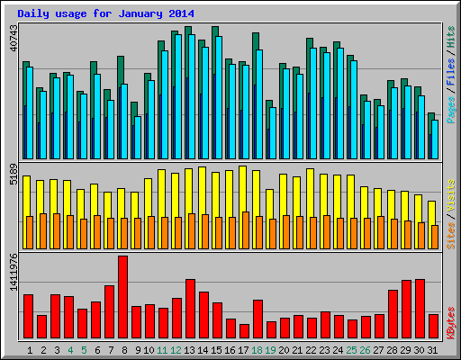 Daily usage for January 2014
