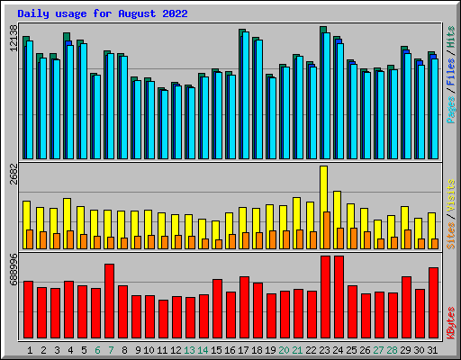 Daily usage for August 2022