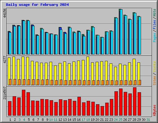 Daily usage for February 2024