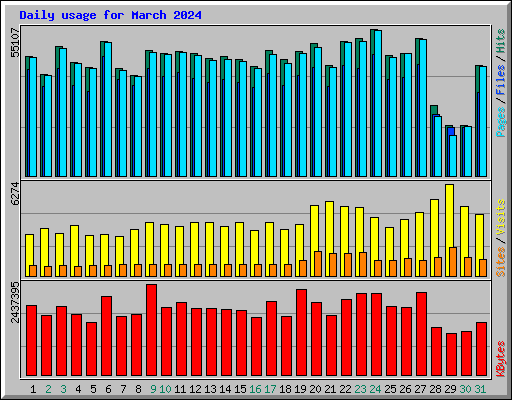 Daily usage for March 2024