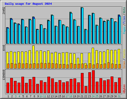 Daily usage for August 2024