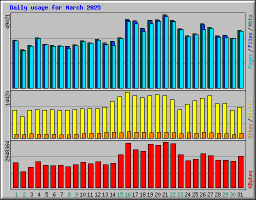 Daily usage for March 2025