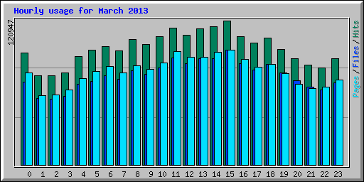 Hourly usage for March 2013